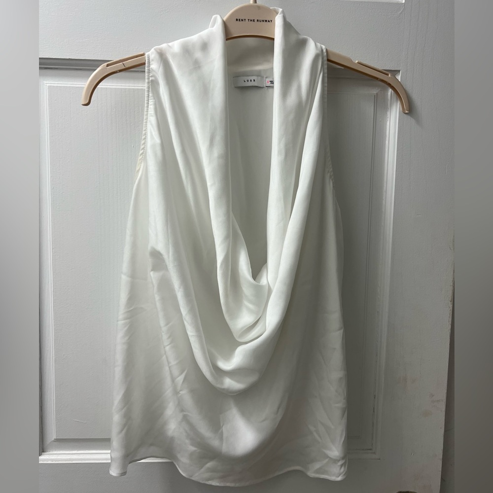 White cowl neck blouse